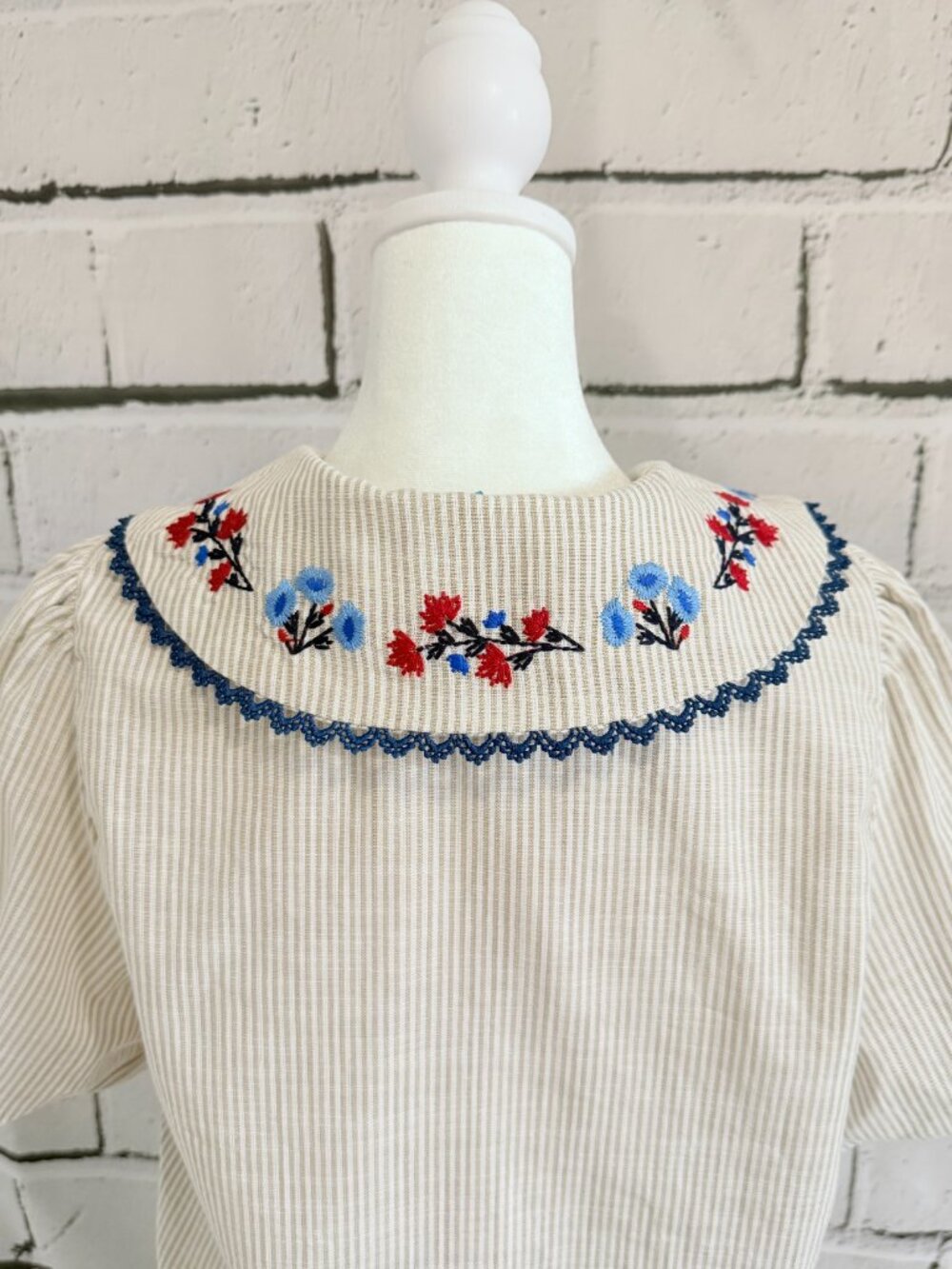 NWT Caroline Constas Embroidered Tie Front Puff Sleeve Top Size S - Picture 11 of 15